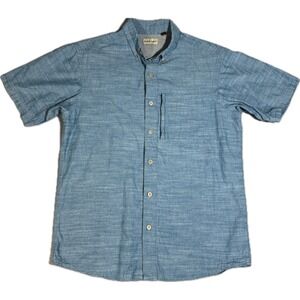 Hobbs Creek Mens Blue Short Sleeve Button Down Shirt Zip Pocket Medium